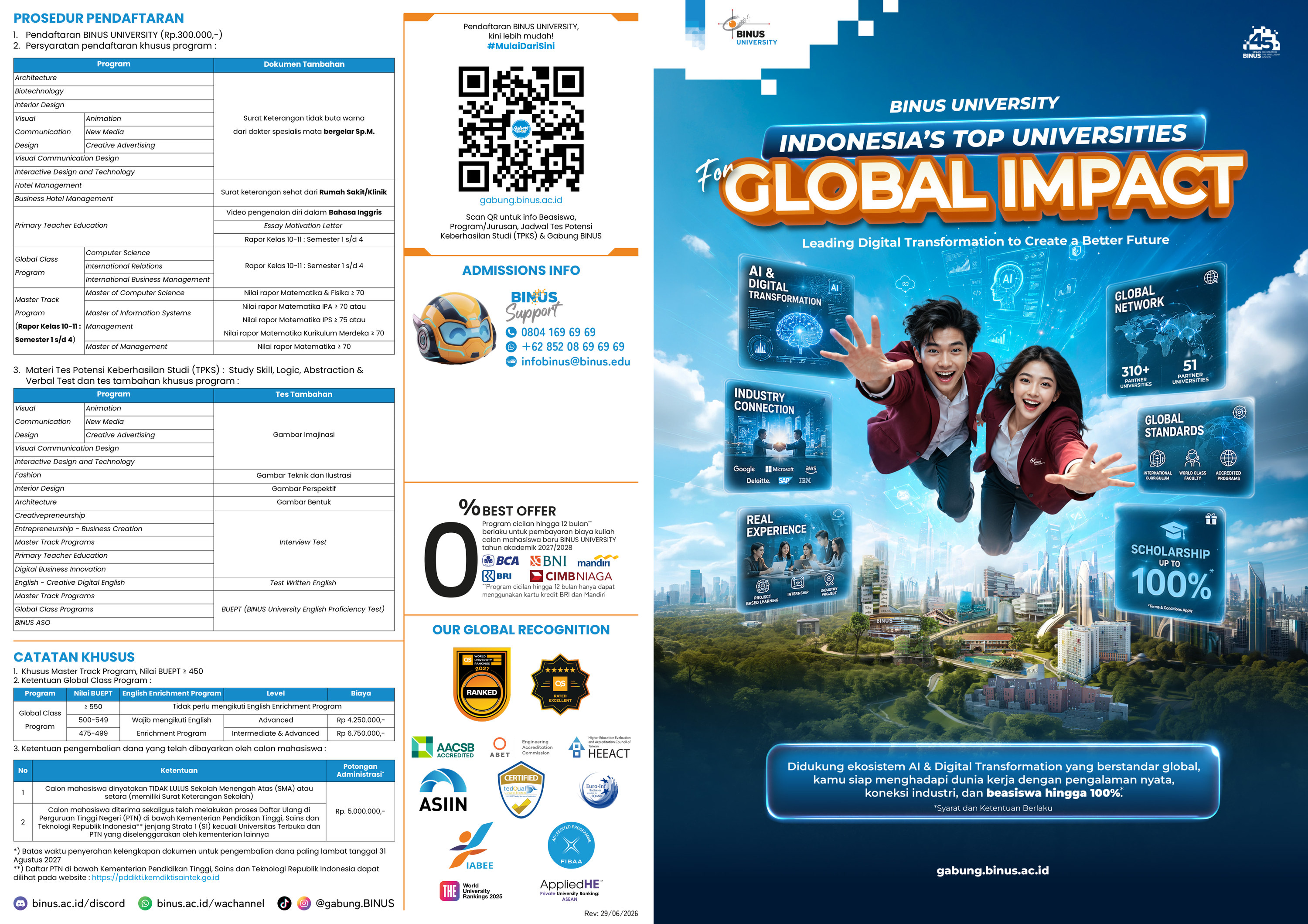 Brosur BINUS 2027/2028 — prosedur pendaftaran dan info admisi